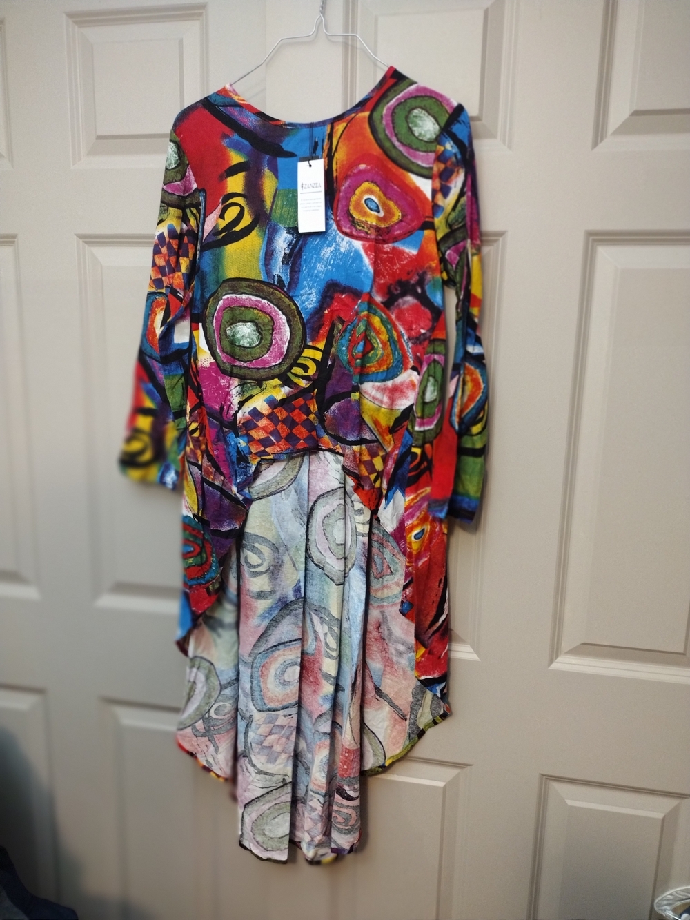 Colorful Abstract High-Low Long Shirt - Multicolor